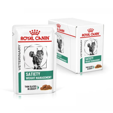 Royal Canin Veterinary Feline Satiety Weight Management – Hrană Umedă Dietetică în Sos pentru Pisici cu Exces de Greutate, 85 g